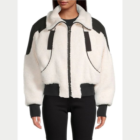 NEW Moose Knuckles Size Small Women's Sherpa Nellis Cropped Bomber - Ivory - Picture 3 of 6